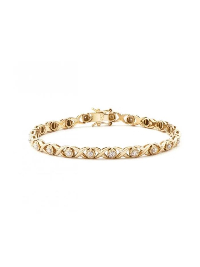0.21 Cts Diamond 18kgp Xox Designer Bracelet